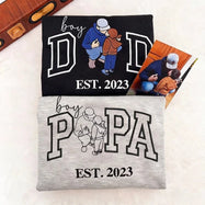 Custom Embroidered Boy Dad Portrait Sweatshirt with Baby Photo - Father's Day Gift