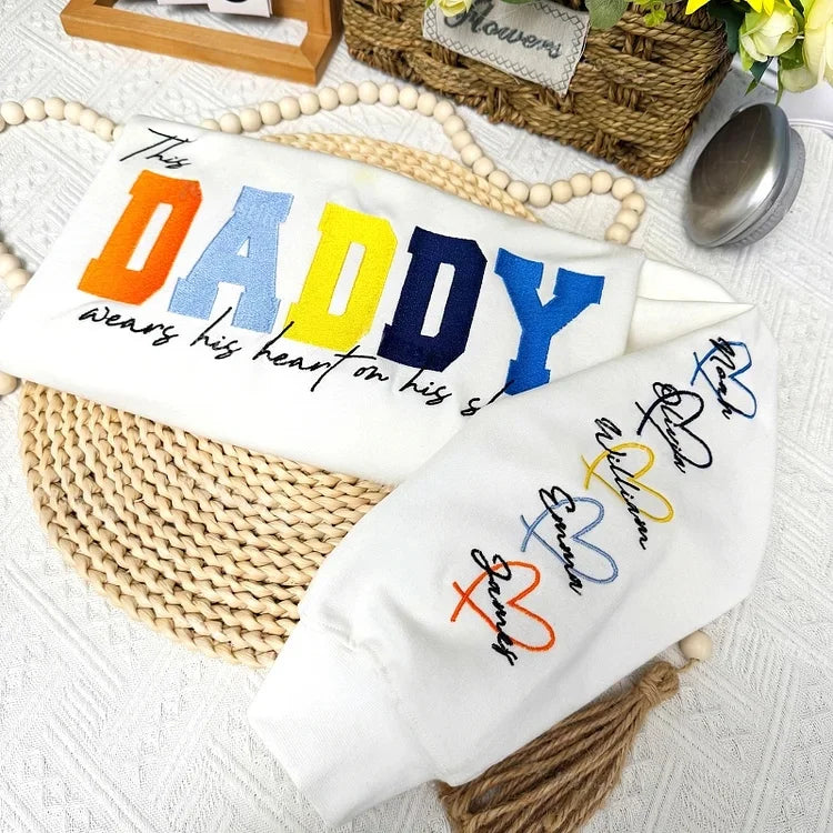 Personalized "Heart on Sleeve" Embroidered Sweatshirt for Dad | Father's Day Gift