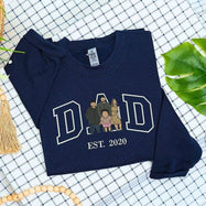 Custom Embroidered Dad Sweatshirt with Family Portrait | Father's Day Gift