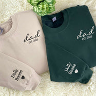 Custom Embroidered Dad Sweatshirt with Kid's Name on Sleeve | Father's Day Gift
