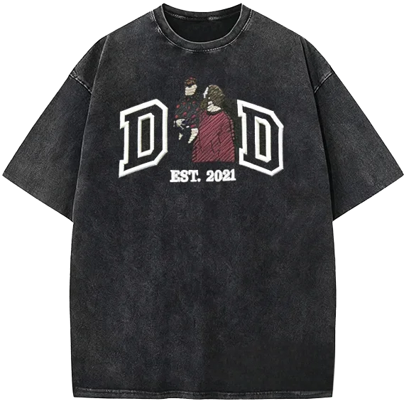 Custom Dad Portrait Embroidered Vintage Washed Sweatshirt | Father's Day Gift