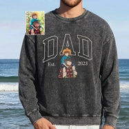 Custom DAD Photo Illustration Vintage Washed Sweatshirt | Father's Day Gift