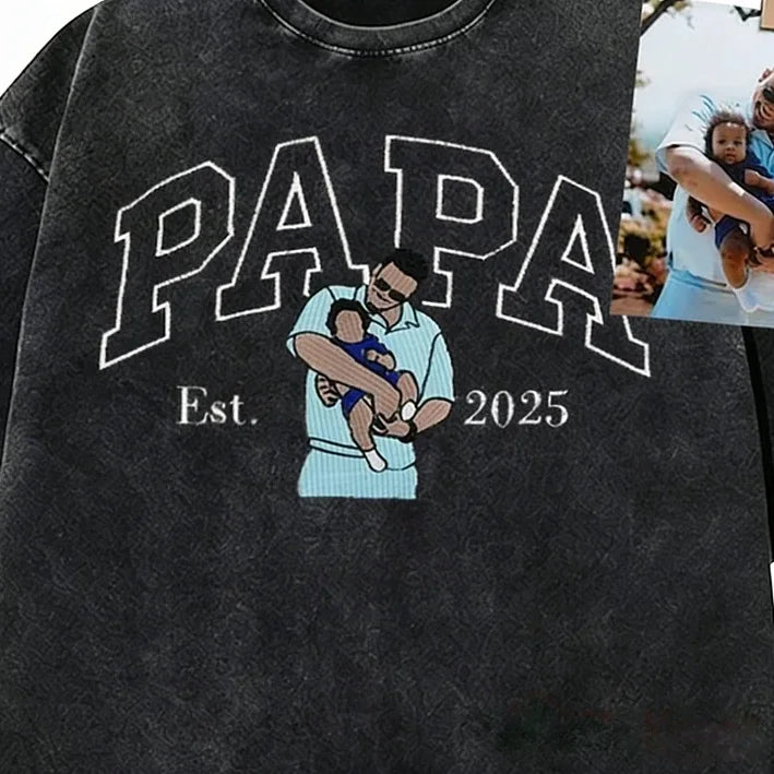 Custom DAD Photo Illustration Vintage Washed Sweatshirt | Father's Day Gift