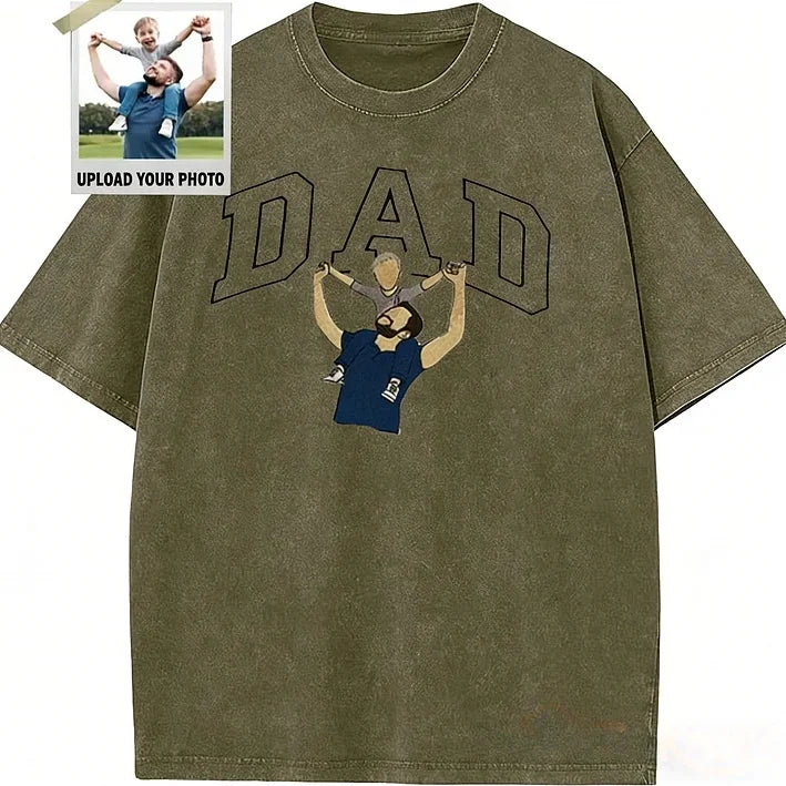 Custom DAD Photo Illustration Vintage Washed Sweatshirt | Father's Day Gift