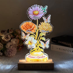 Personalized Mom's Garden Birth Month Diamond Flower Acrylic Block Plaque | Mother's Day Gift