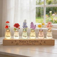 Personalized Nana's Garden LED Night Light - Custom Birth Month Flowers with Names - Acrylic Lamp Gift for Grandma, Mom, Mother's Day