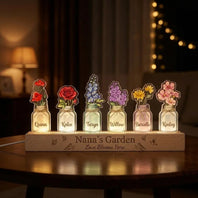 Personalized Nana's Garden LED Night Light - Custom Birth Month Flowers with Names - Acrylic Lamp Gift for Grandma, Mom, Mother's Day