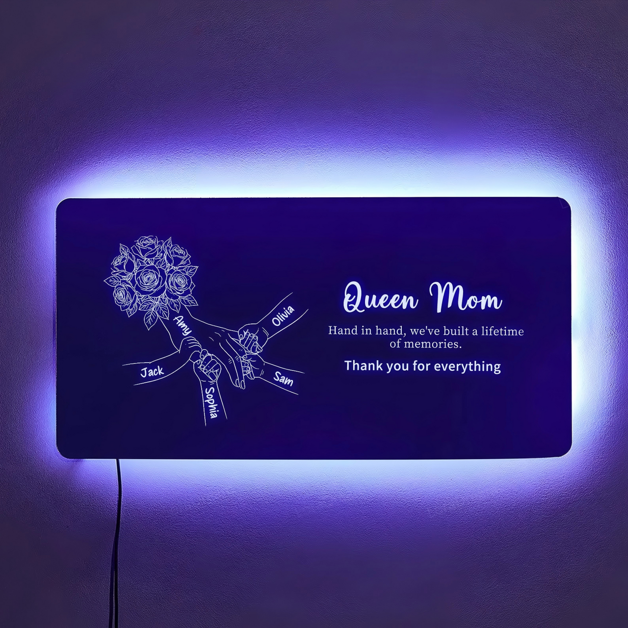 Custom Mom Holding Hands Mirror Light | Personalized Mother's Day Gift