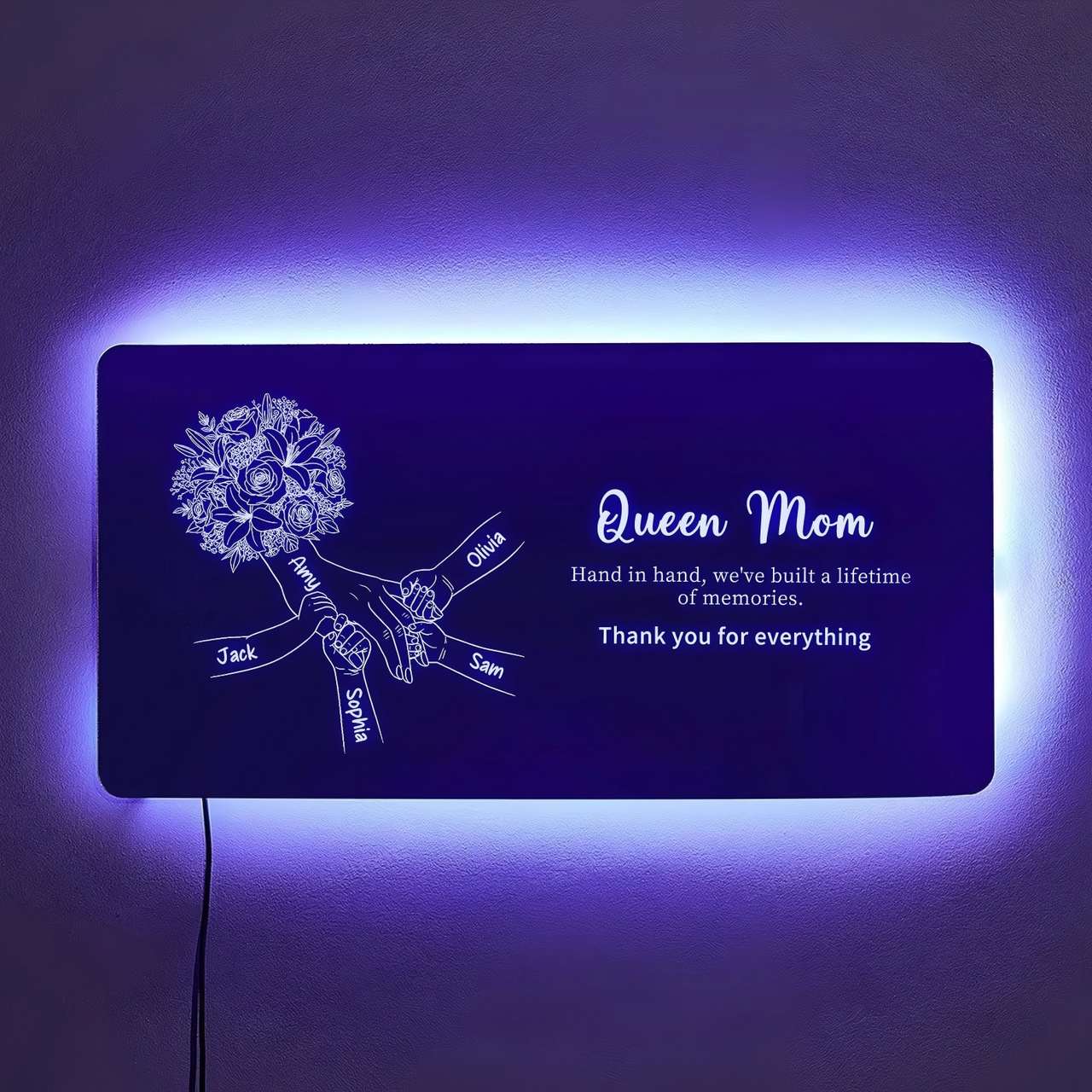 Custom Mom Holding Hands Mirror Light | Personalized Mother's Day Gift