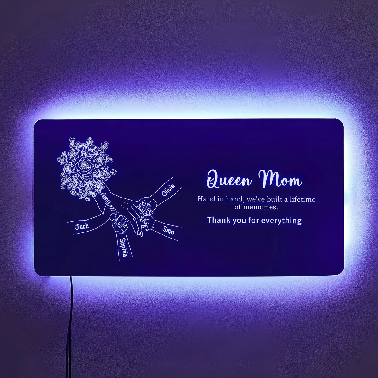 Custom Mom Holding Hands Mirror Light | Personalized Mother's Day Gift