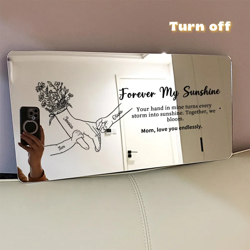 🤝Hand in Hand - Personalized Mom and Kids' Hands Mirror Light - Creative Mother's Day Gift