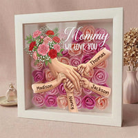 "Carnation"-Personalized Mom Holding Hands Memorial Shadow Box-Mother's Day Remembrance Frame, In Loving Memory Gift