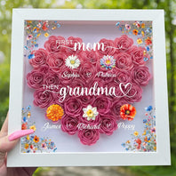 Custom First Mom Now Grandma Flower Shadow Box
