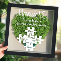 Custom Mamá Flower Shadow Box, Madre Puzzle Frame
