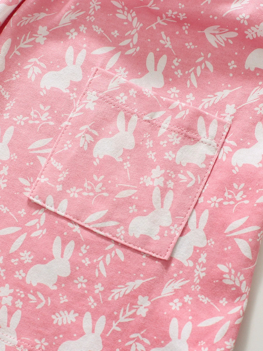Toddler/Kid Girl's Pink Bunny Print Dress Easter Dress