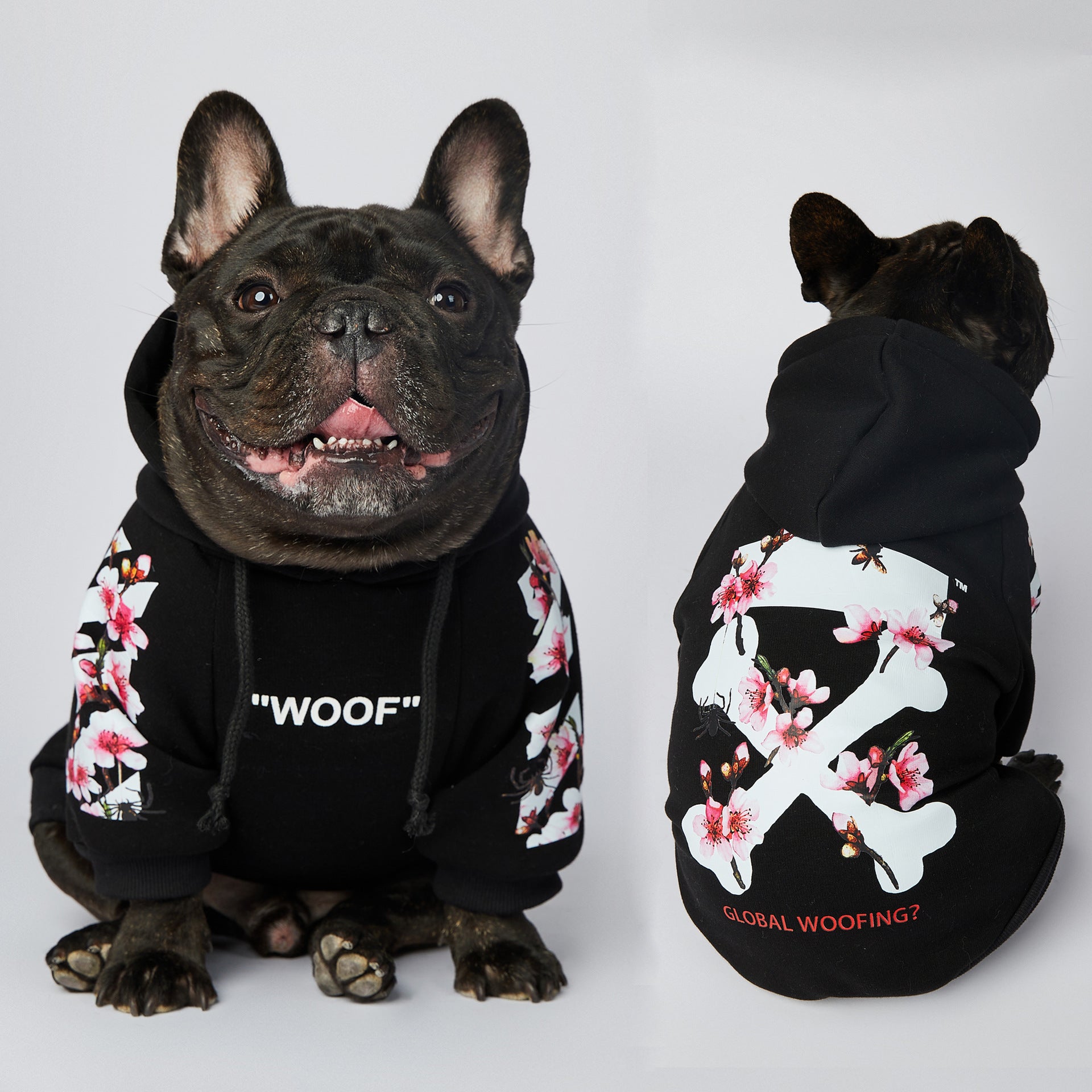 French Bulldog Woof Sakura Hoodie