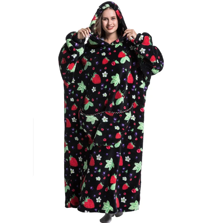 Strawberry-Oversized Wearable Blanket Hoodie