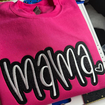 Custom Mama Glitter Applique Sweatshirt With Heart & Glitter Design | Mother's Day Gifts