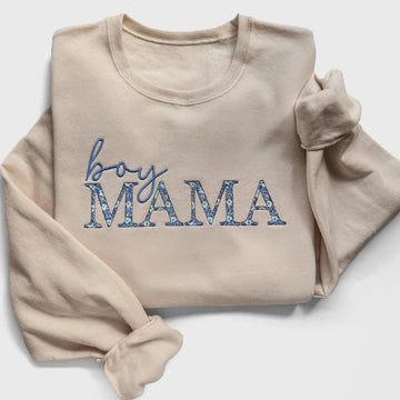 Mama Embroidered Sweatshirt with Floral Chinoiserie Pattern