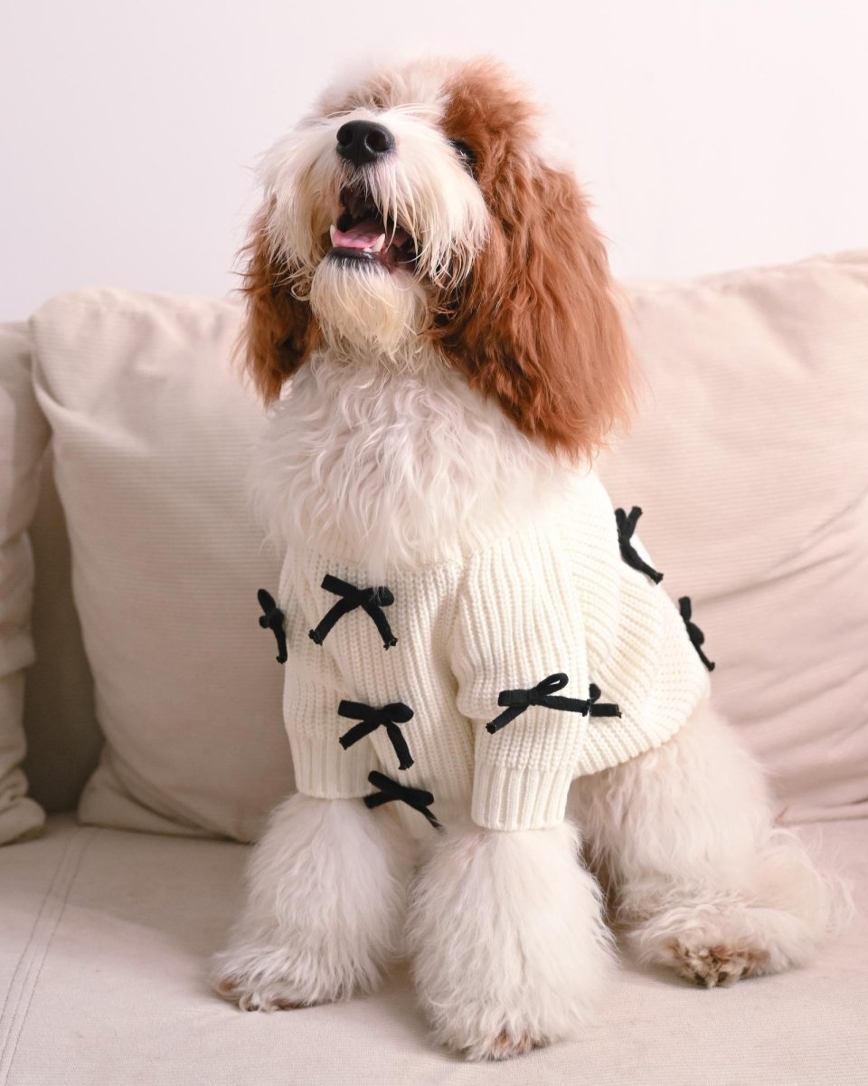 Black Bow - 3D Motif Pet Sweater - Merryreindeer