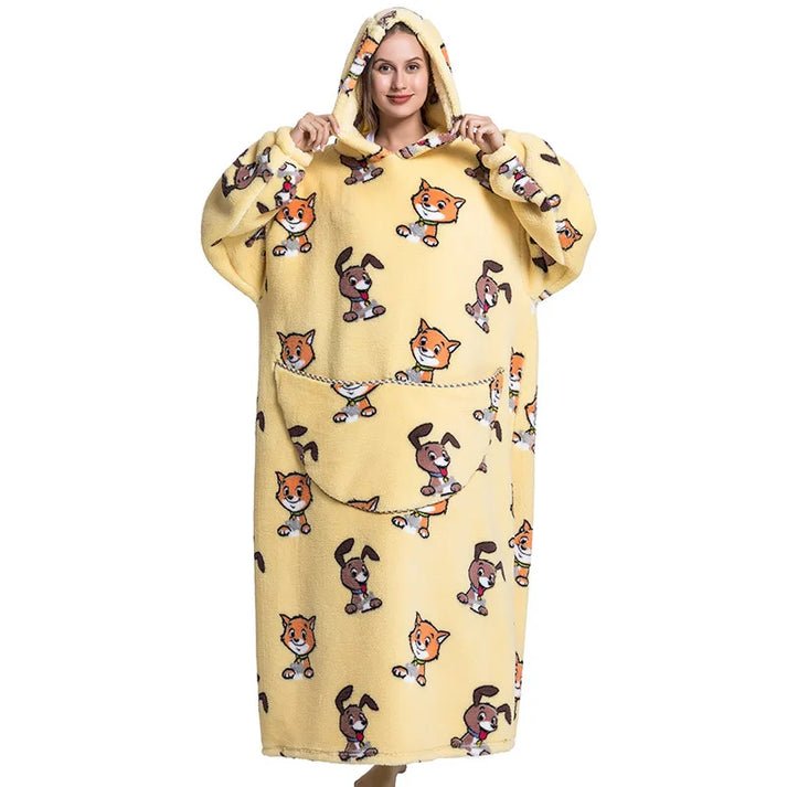 Cats Dogs - Oversized Wearable Blanket Hoodie - Merryreindeer