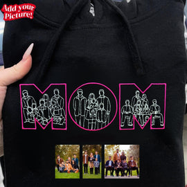 Custom Embroidered "MOM" Photo Portrait Sweatshirt | Mother's Day Gift