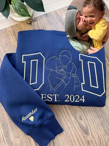 Custom Embroidered Daddy Sweatshirt with Kids Names on Sleeve
