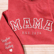 Custom Mama Embroidered Sweatshirt With Kids Names Sleeve | Mother's Day Gift