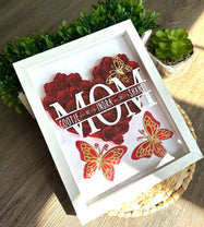 Custom Personalized Mom Heart Shaped Monogram Flower Shadow Box | Mother’s Day gift