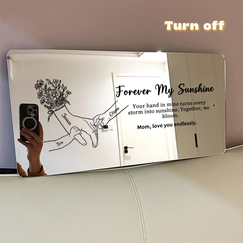 Hand in Hand Personalized Mom and Kids Personalized Mirror Light - Creative Mother's Day Gift