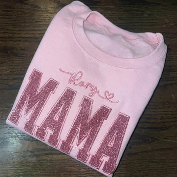 Custom Mama Glitter Embroidered Sweatshirt With Loving Children‘s Name | Mother's Day Gift