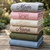 Custom Embroidered Grandma Mama Nana Mimi Sweatshirt & Hoodie with Kids Names on Sleeves Mother's Day Gift