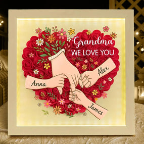 Personalized Shadow Box for Mom & Grandma Flower Shadow Box with Kids' Names | Mother's Day Gifts