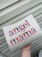 Custom Embroidered Angel Mama Floral Sweatshirt/Hoodie with Baby's Name on Sleeve