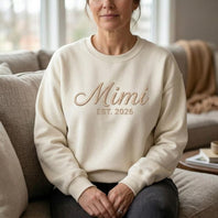 Custom Embroidered Grandma Mama Nana Mimi Sweatshirt & Hoodie with Kids Names on Sleeves Mother's Day Gift