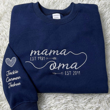 Custom Embroidered From Mom to Grandma Sweatshirt with Kids Names on Sleeves