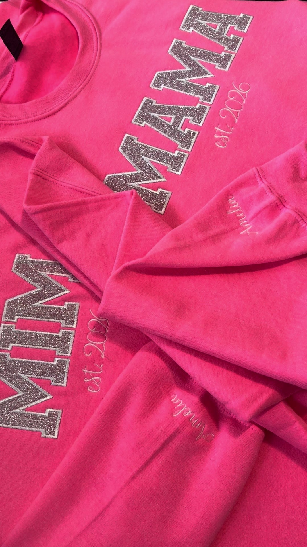 Custom Glitter Embroidered Lace Side Bow Mama Sweatshirt | Mother's Day Gifts