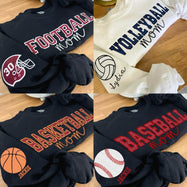 Personalized Glitter Embroidered Football/Volleyball/Baseball/Basketball Mom Sweatshirt