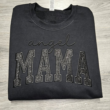 Custom Glitter Embroidered "Angel Mama" Sweatshirt | Mother's Day Gift