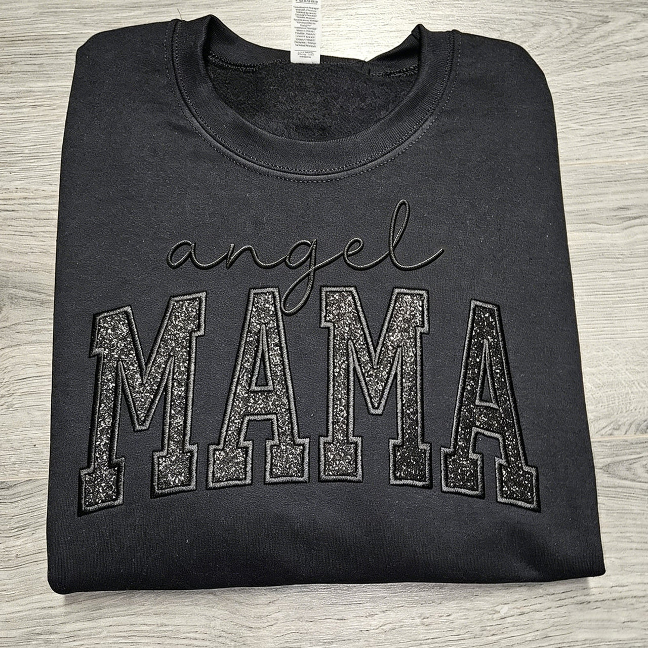 Custom Glitter Embroidered "Angel Mama" Sweatshirt | Mother's Day Gift