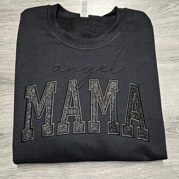 Custom Glitter Embroidered "Angel Mama" Sweatshirt | Mother's Day Gift