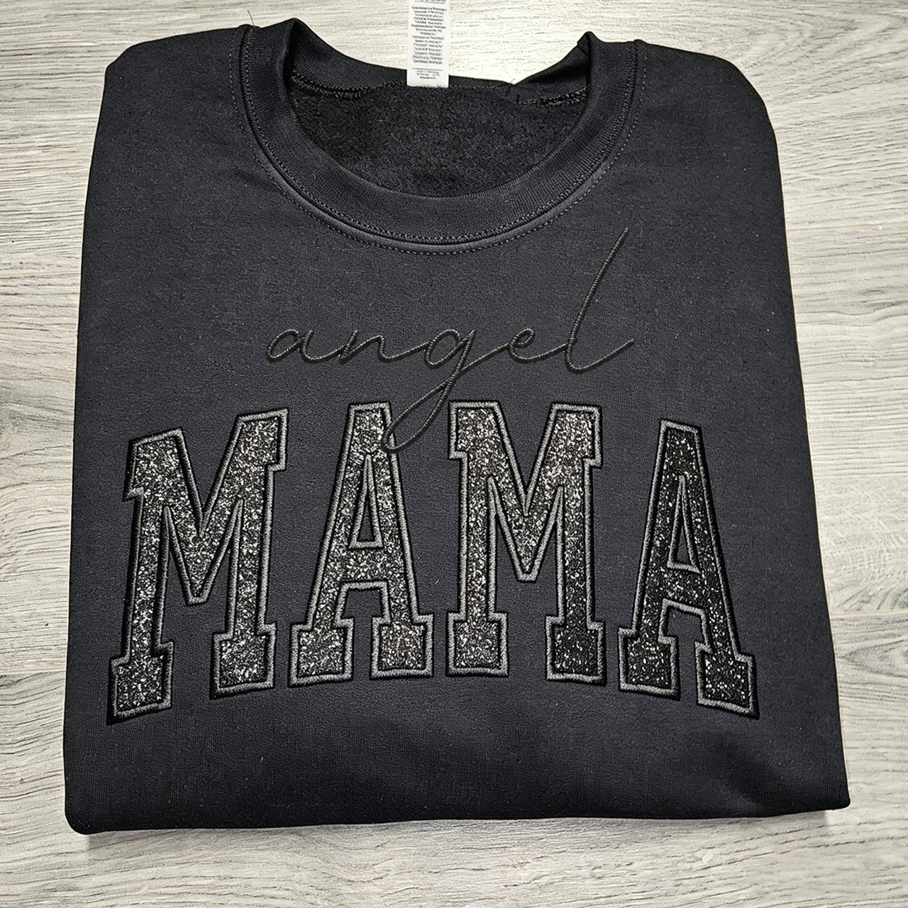 Custom Glitter Embroidered "Angel Mama" Sweatshirt | Mother's Day Gift