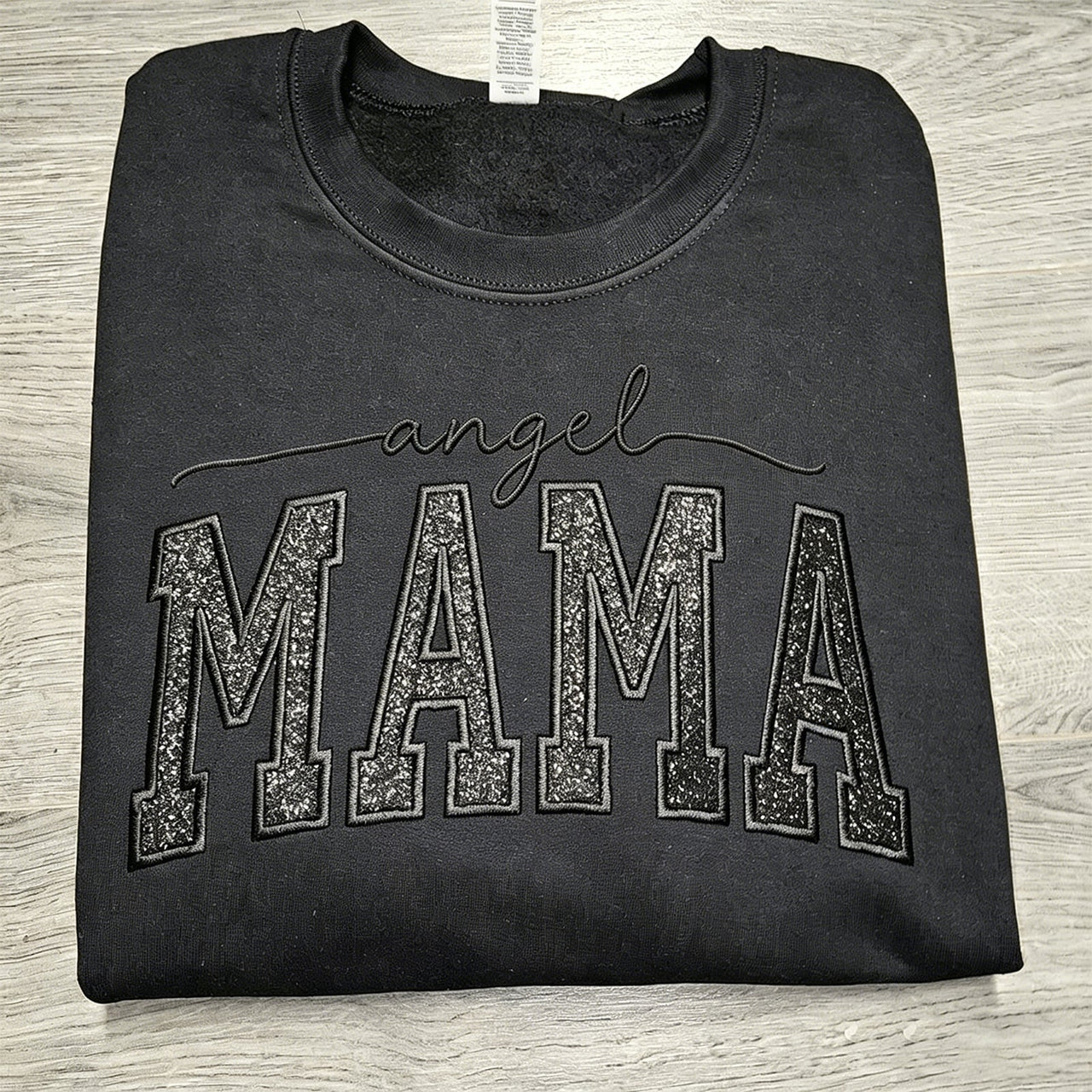 Custom Glitter Embroidered "Angel Mama" Sweatshirt | Mother's Day Gift