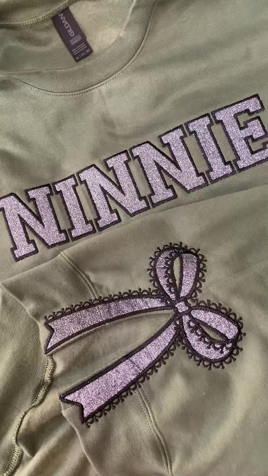 Custom Glitter Embroidered Lace Side Bow Mama Sweatshirt | Mother's Day Gifts