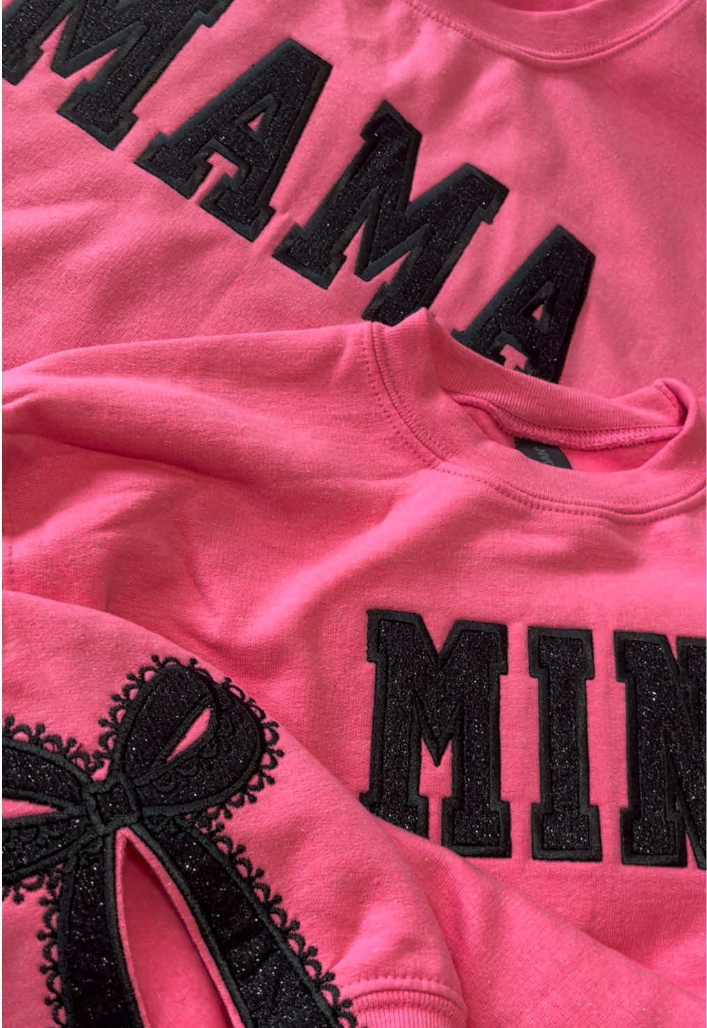Custom Glitter Embroidered Lace Side Bow Mama Sweatshirt | Mother's Day Gifts