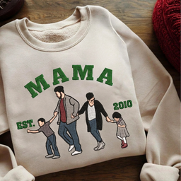 👨‍👩‍👧‍👦 Personalized Embroidered Family Photo Sweatshirt – Custom Portrait from Your Favorite Photo