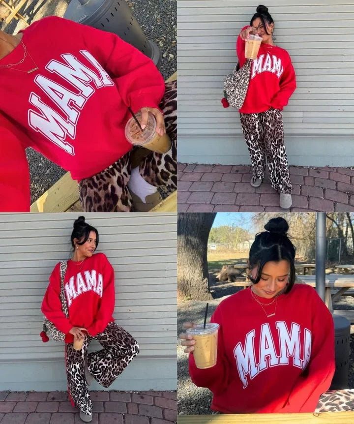 Custom PUFF Mama Camo Leopard Pattern Sweatshirt | Mother's Day Gift