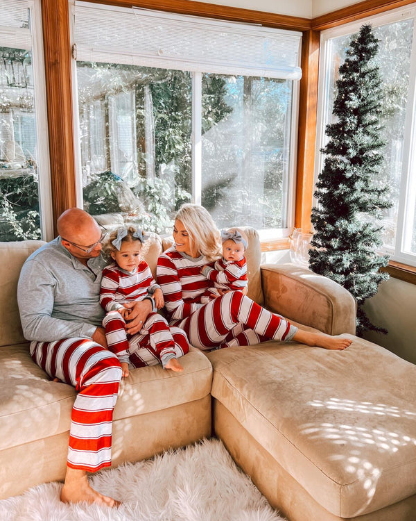 Pleasure Stripe family matching Christmas pajamas