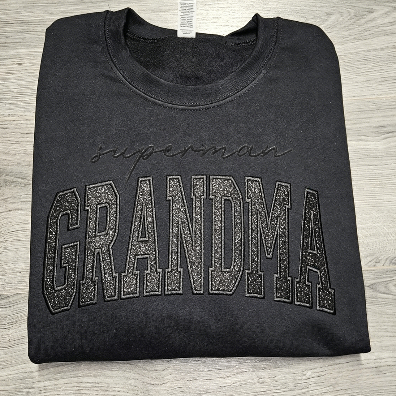 Custom Glitter Embroidered "Superman Grandma" Sweatshirt | Mother's Day Gift