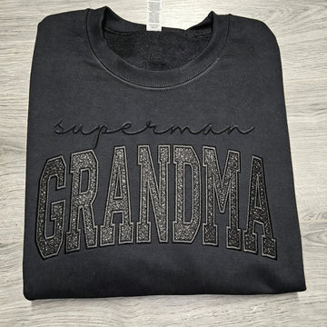 Custom Glitter Embroidered "Superman Grandma" Sweatshirt | Mother's Day Gift